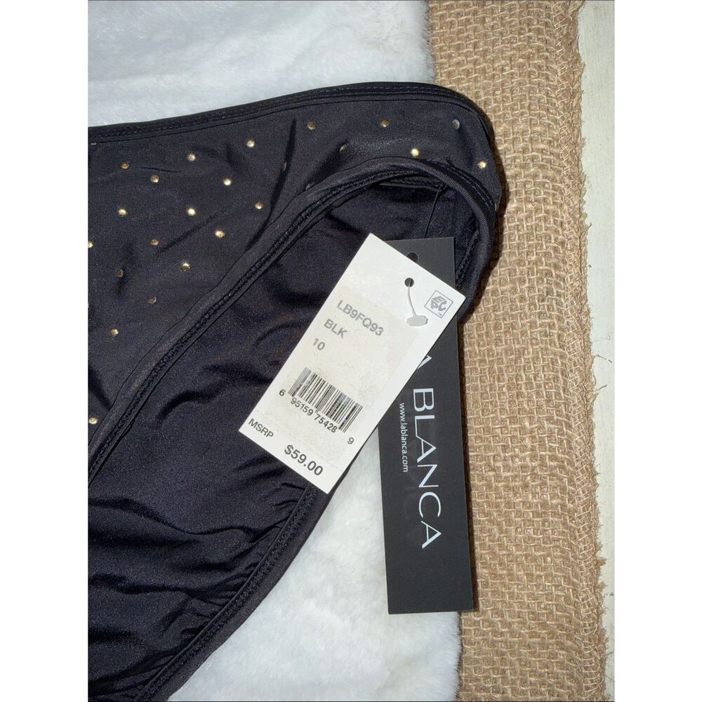 La Blanca Black Bandeau Bikini with Gold Studs - Picture 7 of 8